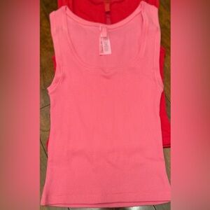 SKIMS Pink Cotton Ribbed Tank Top